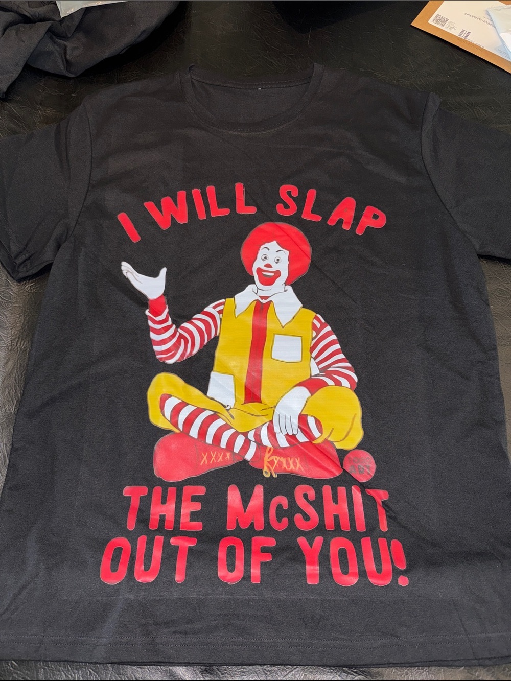 Graphic Clown Tee - Black with Red & Yellow Print, NEW, Unisex